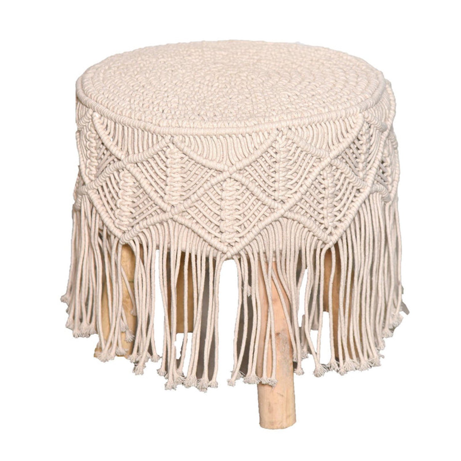 bohemian handmade furniture macrame ottoman stools manufacturer, Supplier and exporter