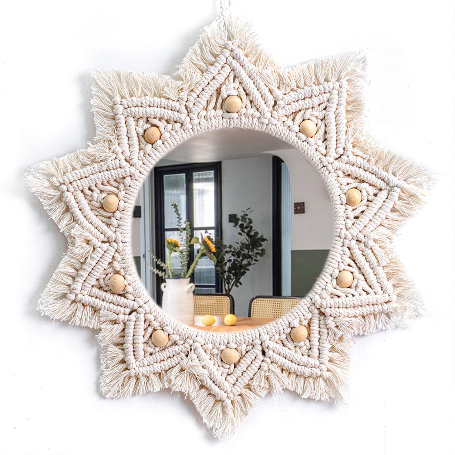 cotton handmade macrame wall decorative mirrors  manufacturer, Supplier and exporter