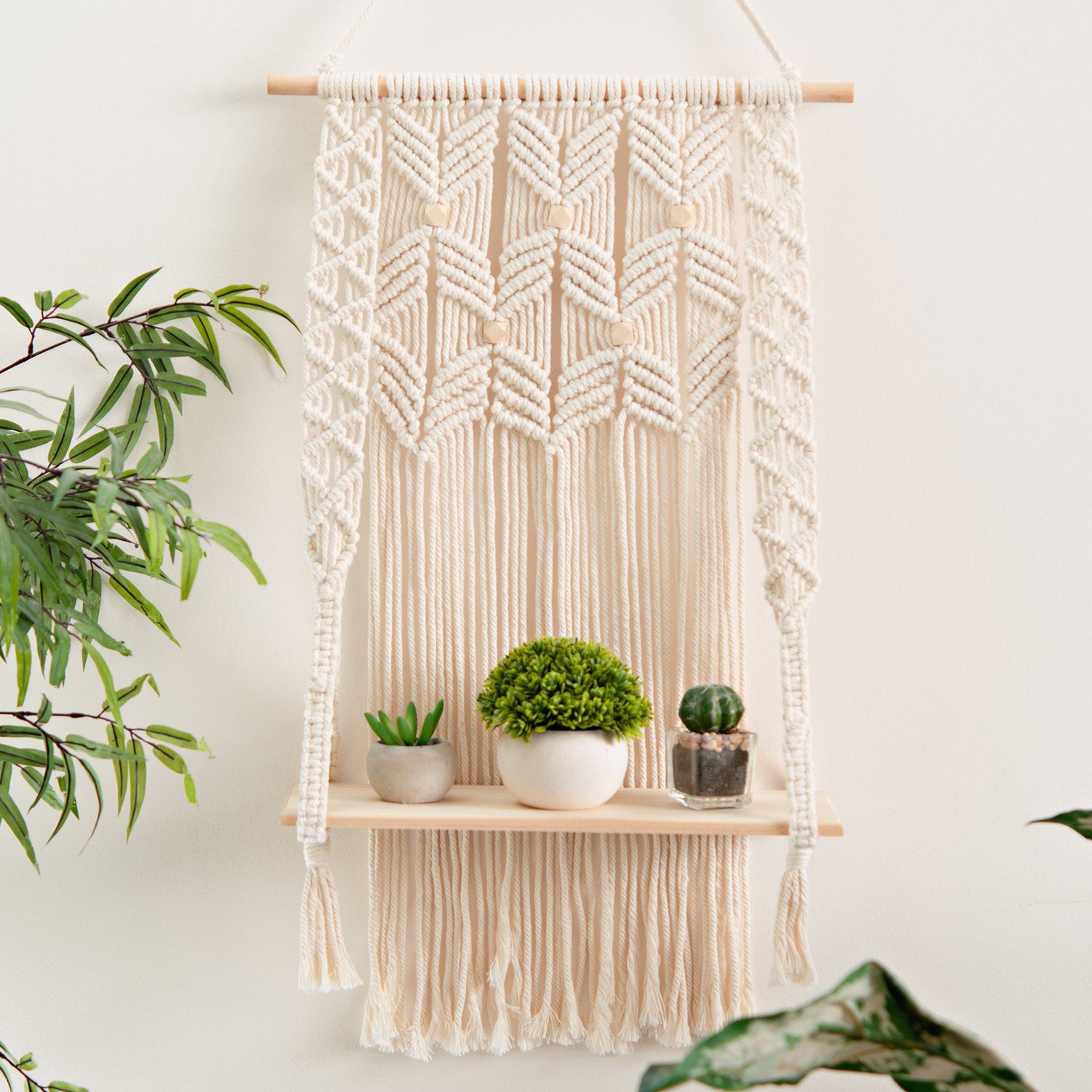 handmade macrame wall hanging shelf manufacturer, exporter and supplier