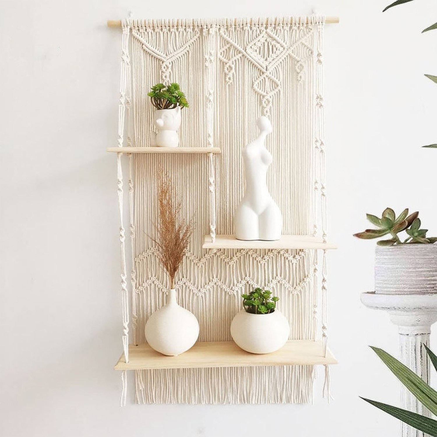 handmade macrame wall hanging shelf manufacturer, exporter and supplier