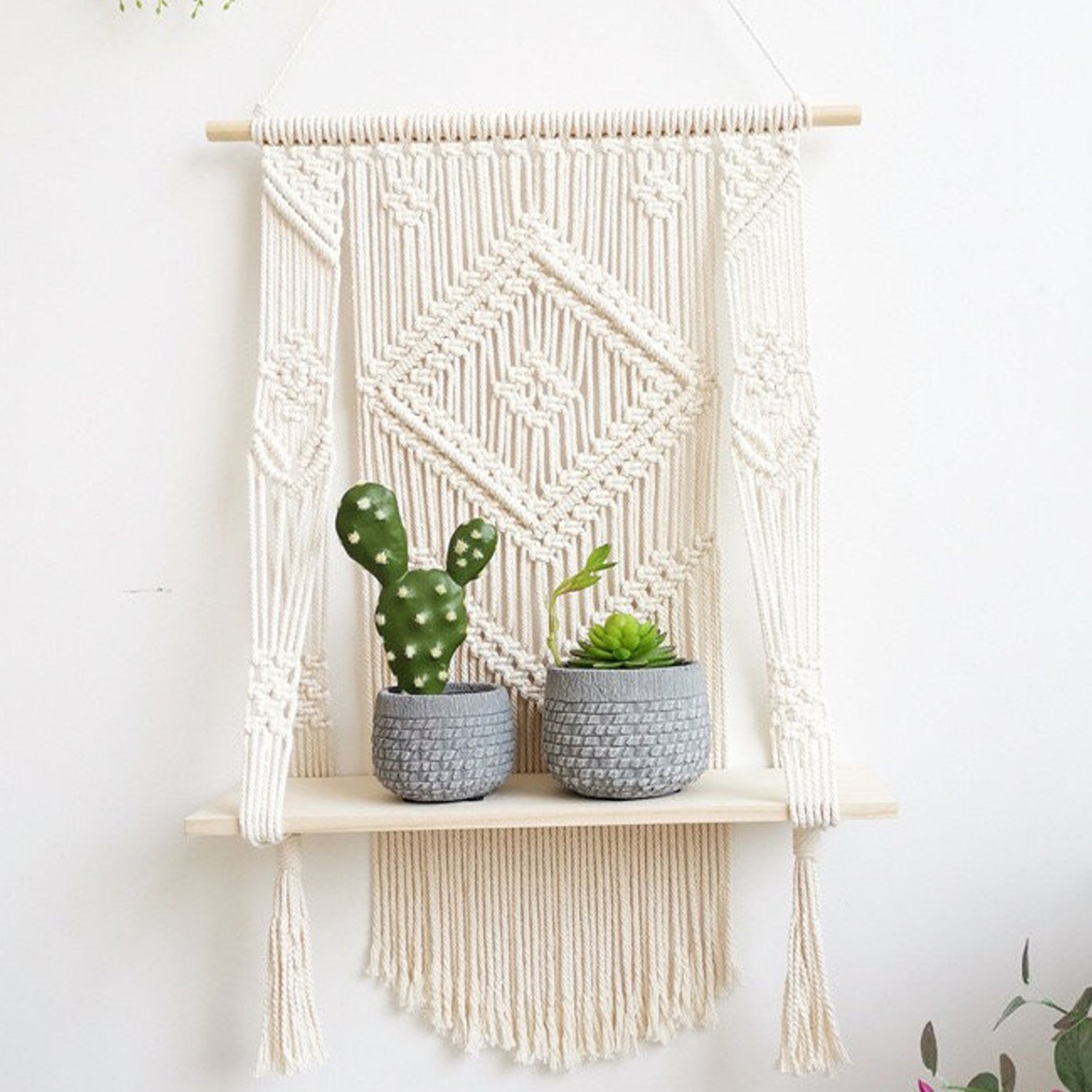 handmade macrame wall hanging shelf manufacturer, exporter and supplier