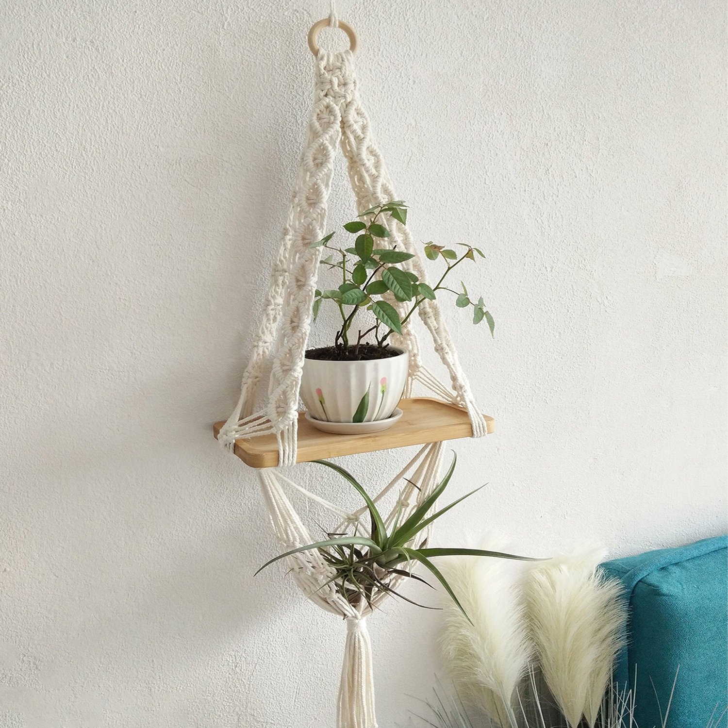 handmade macrame wall hanging shelf manufacturer, exporter and supplier