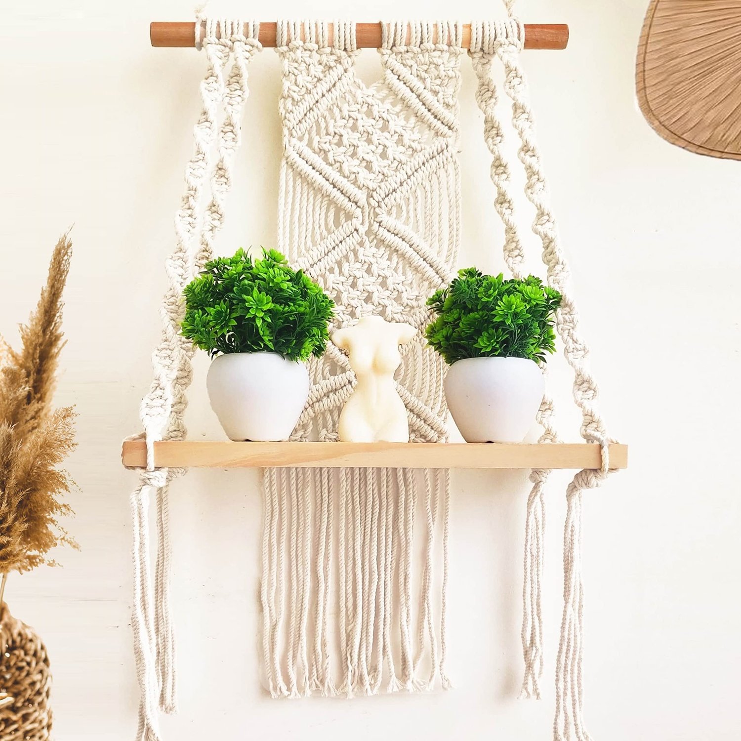 handmade macrame wall hanging shelf manufacturer, exporter and supplier