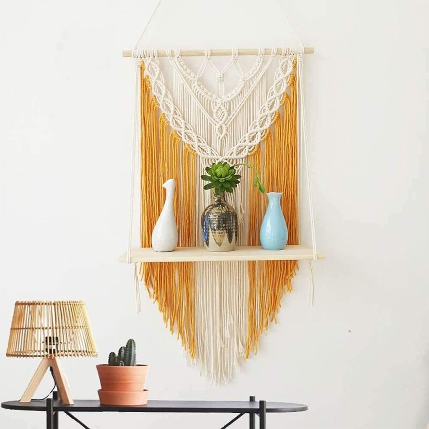 handmade macrame wall hanging shelf manufacturer, exporter and supplier