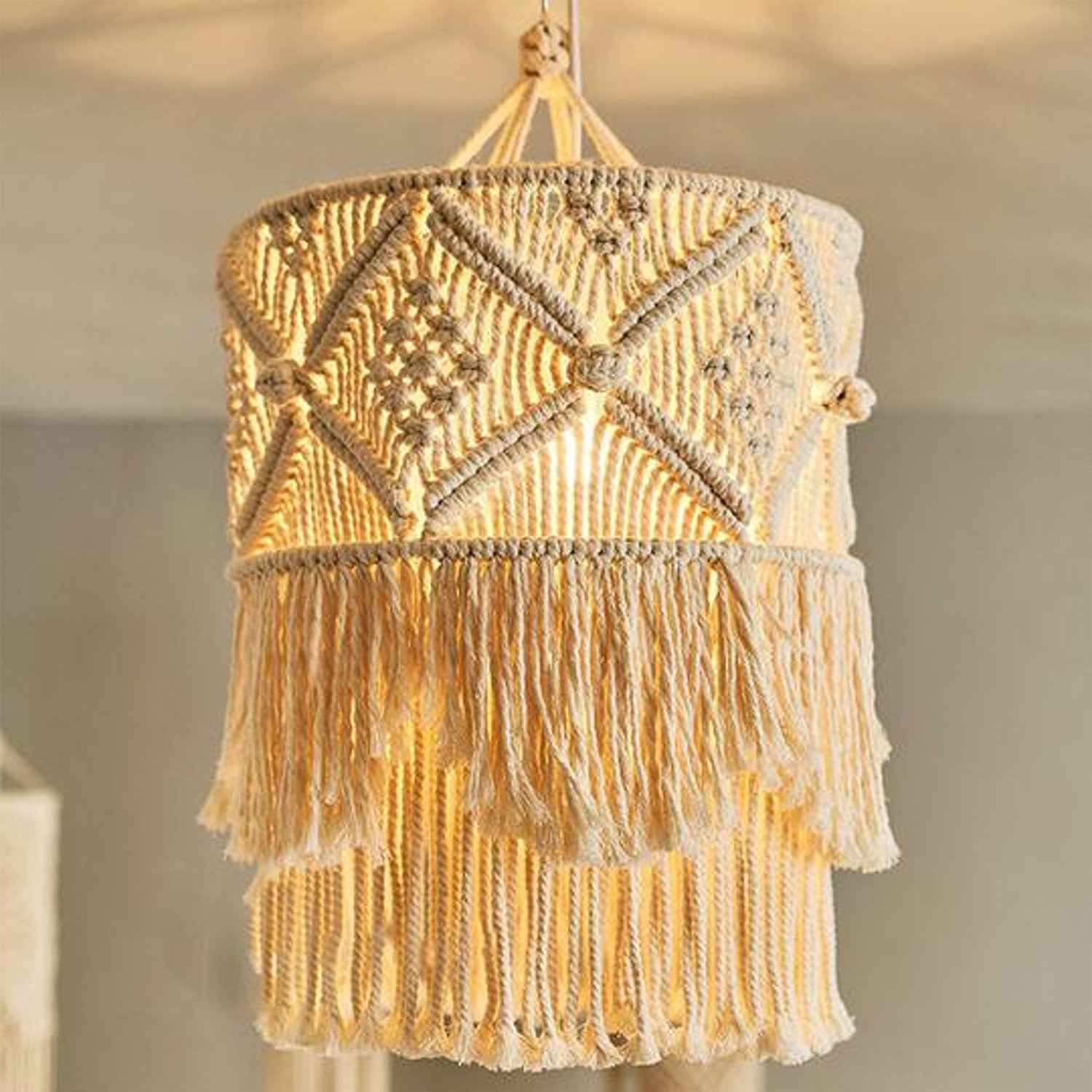 macrame bohemian chandelier ceiling pendant lamp manufacturer, exporter and supplier